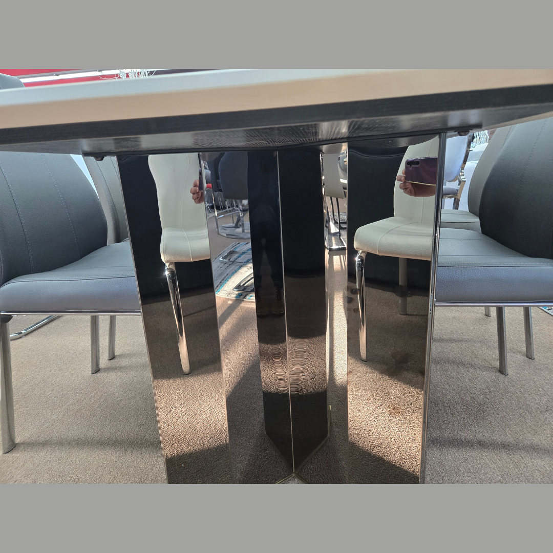 Marble Dining Table Stainless Steel Black Base {white}