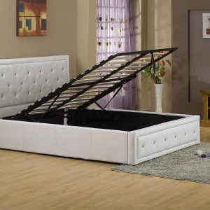Queen Bed White Base / Blue Base