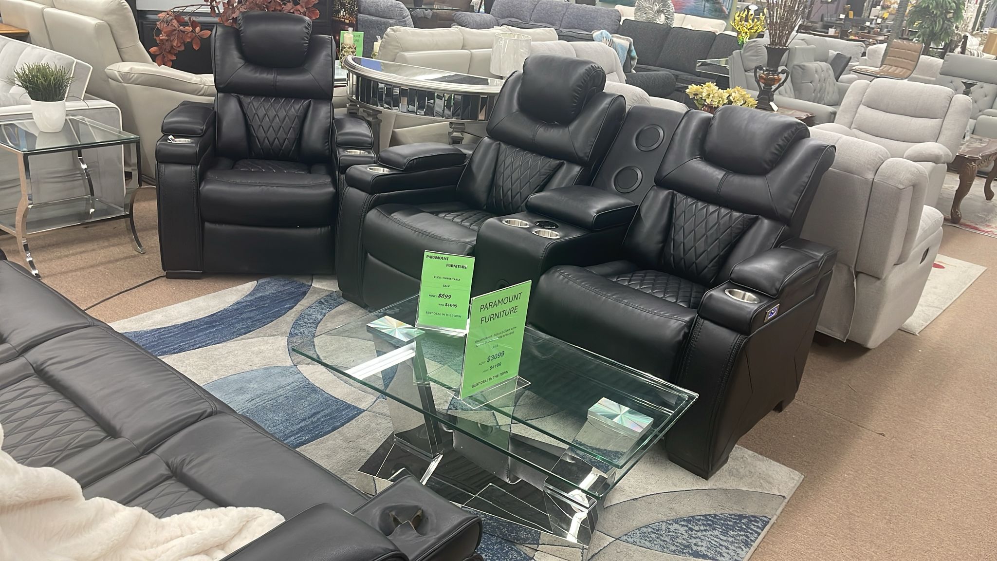 Black Recliner sofa (Flex Leather)