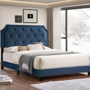 IF-5611 Blue Velvet Platform Queen Bed