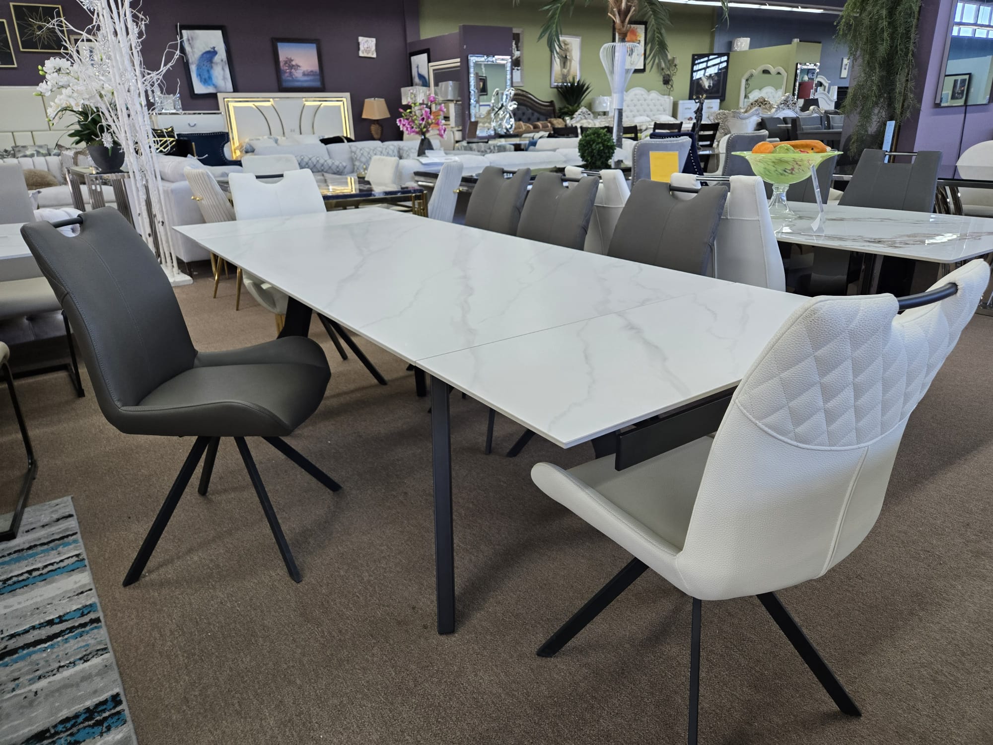 6 Piece Swivel Dinning Table Set with Extendable Table - Image 3