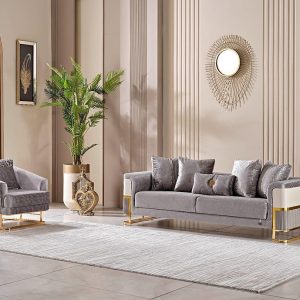 GALERIA Gray & Gold Sofa Set