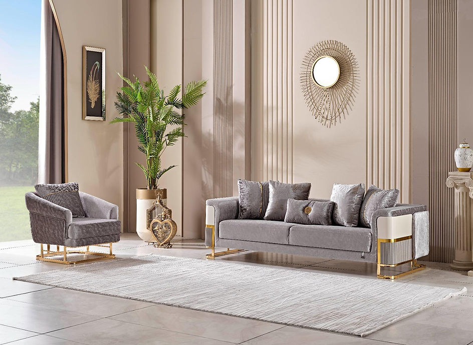 GALERIA Gray & Gold Sofa Set