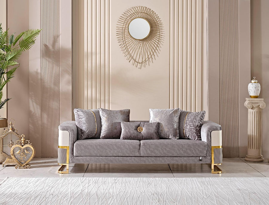 GALERIA Gray & Gold Sofa Set - Image 3