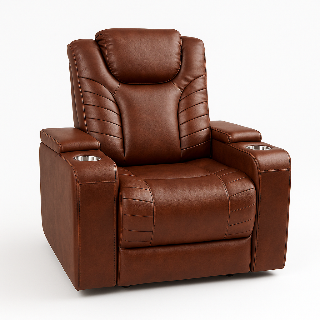 Black/Brown Leather Recliner Sofa set - Image 2