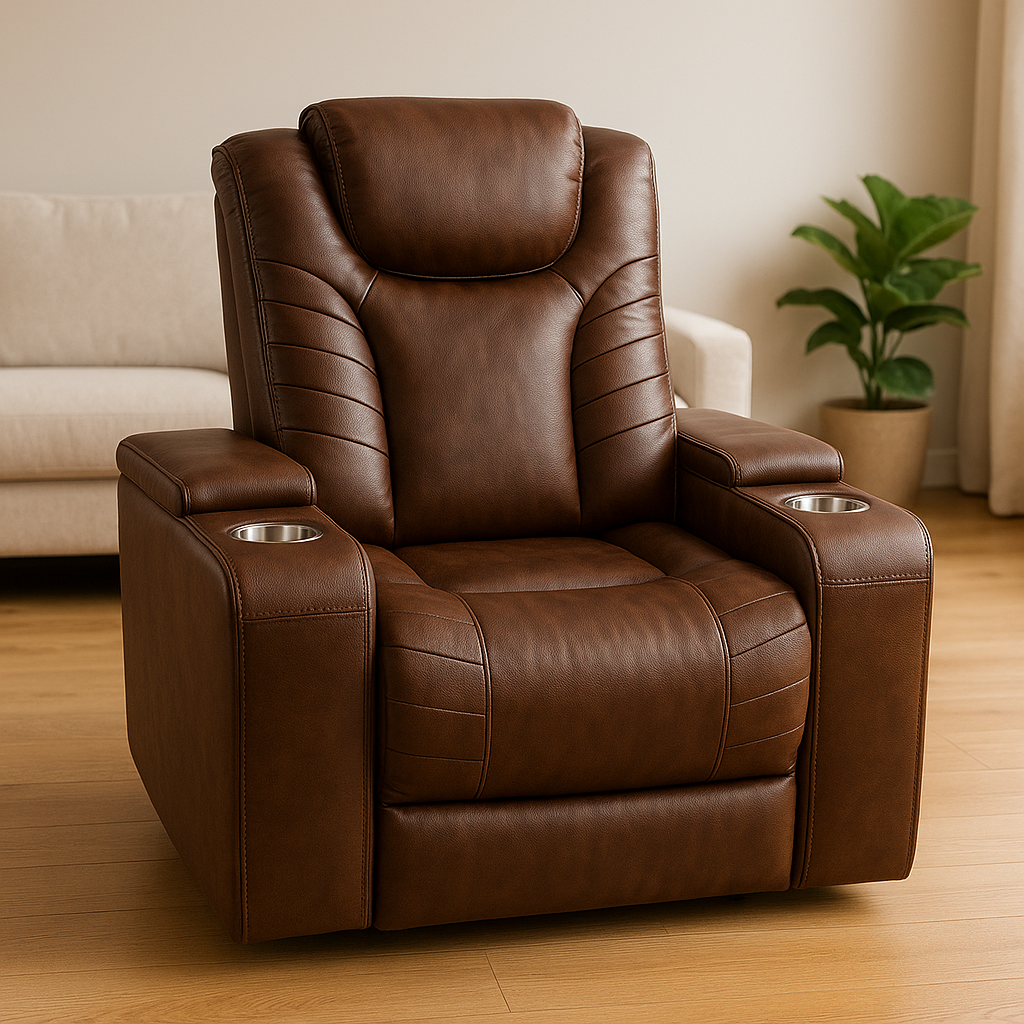 Black/Brown Leather Recliner Sofa set