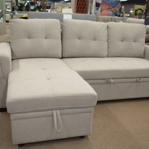 Modern Light Grey Sofa Bed with Hidden Storage & Pull-Out Sleeper