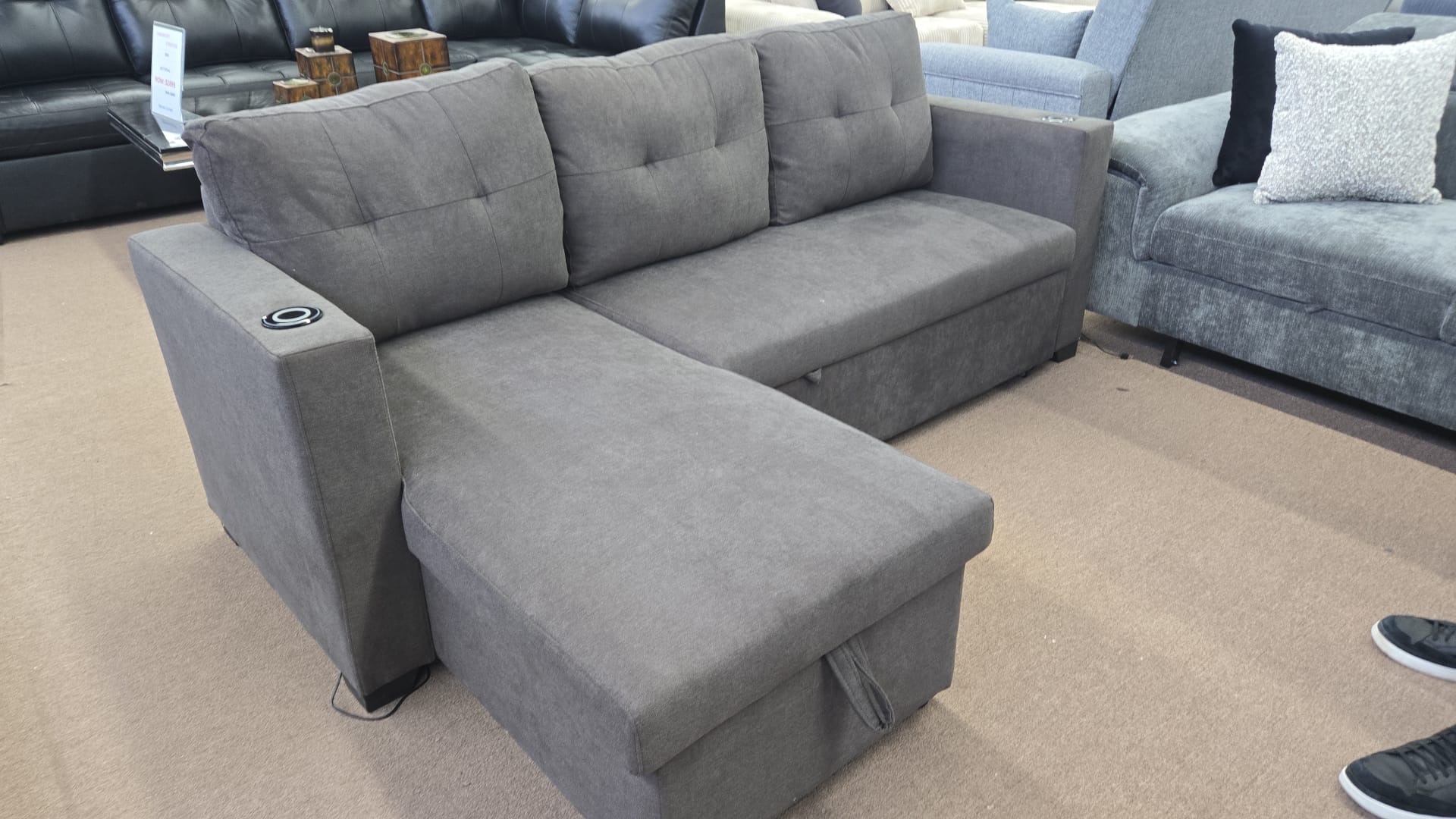 Sofa With Storage & Bed With 2 wireless charger