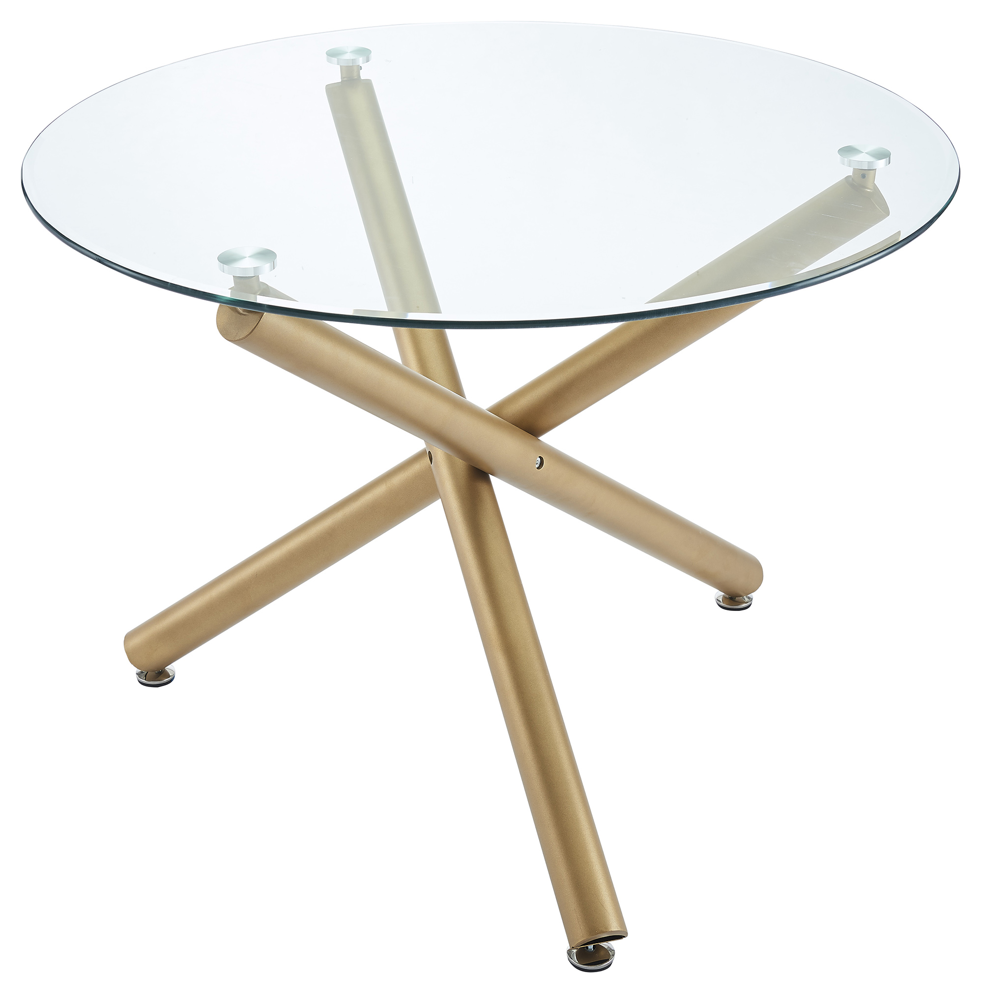Carmilla and Brixx 5pc Dining Set - Aged Gold Table and Black Chairs - Image 3