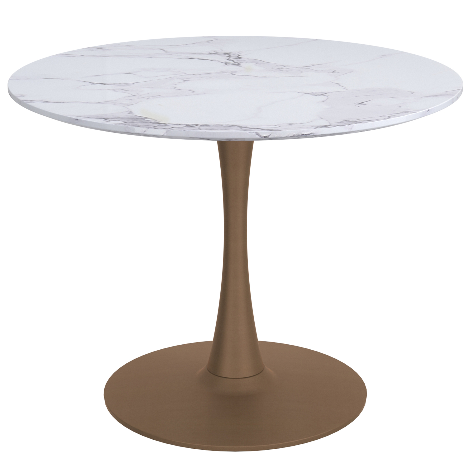 Zilo and Antoine 5pc Dining Set - White and Aged Gold Table and Grey Chairs - Image 3