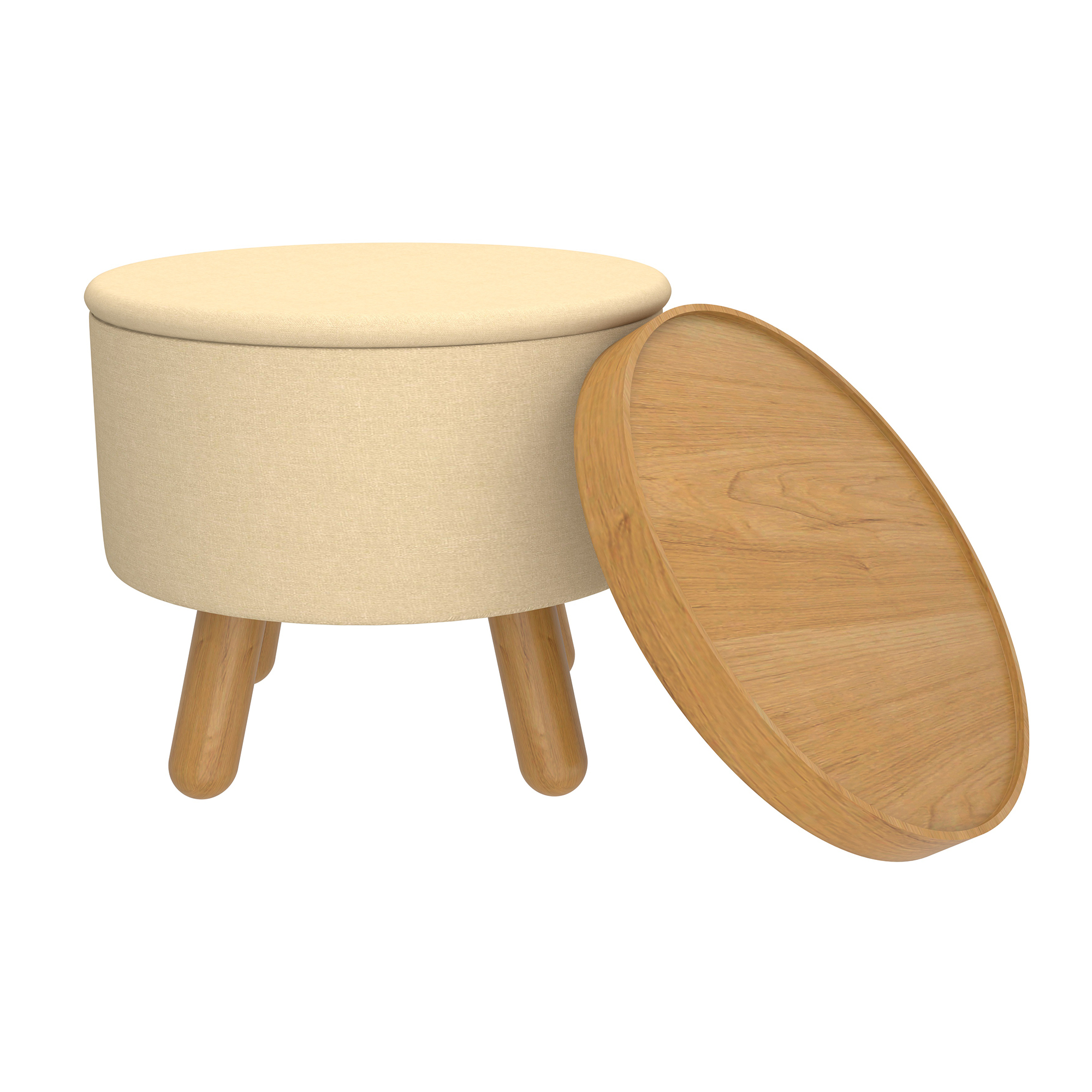 Betsy Round Storage Ottoman with Tray - Image 3