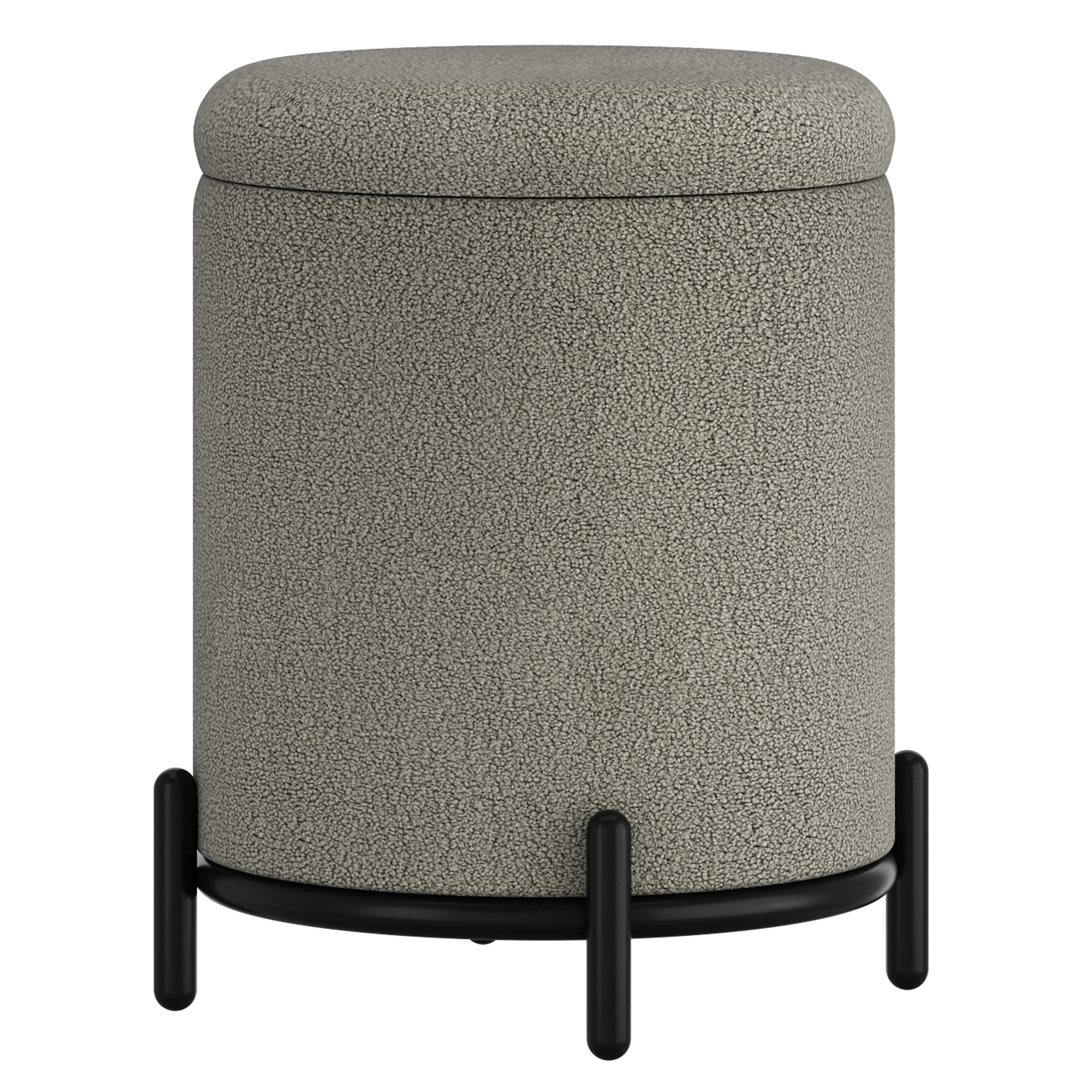 Castor Round Storage Ottoman in Warm Grey and Black