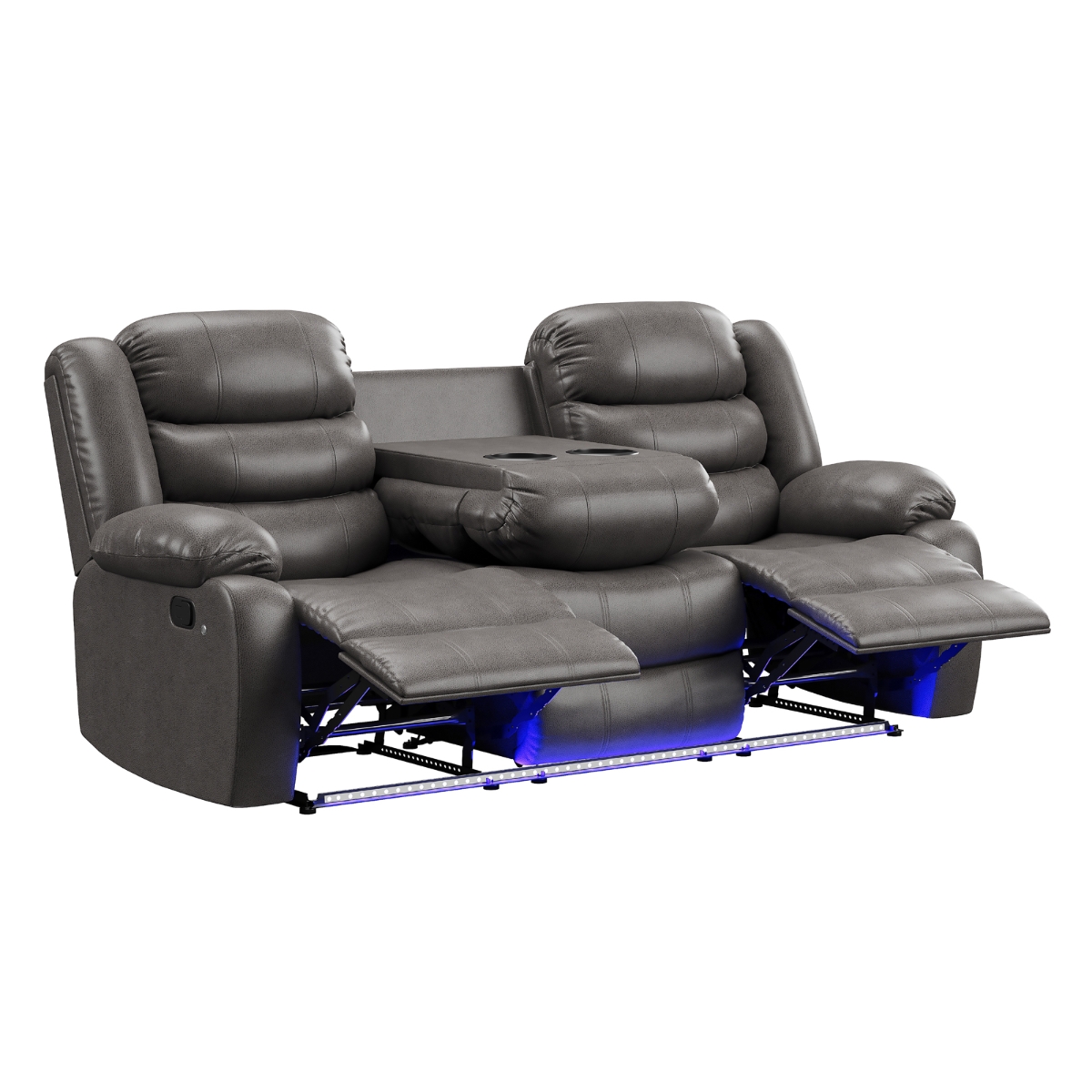 leather Recliner Sofa Set with loveseat, Built-in speaker & Lights.